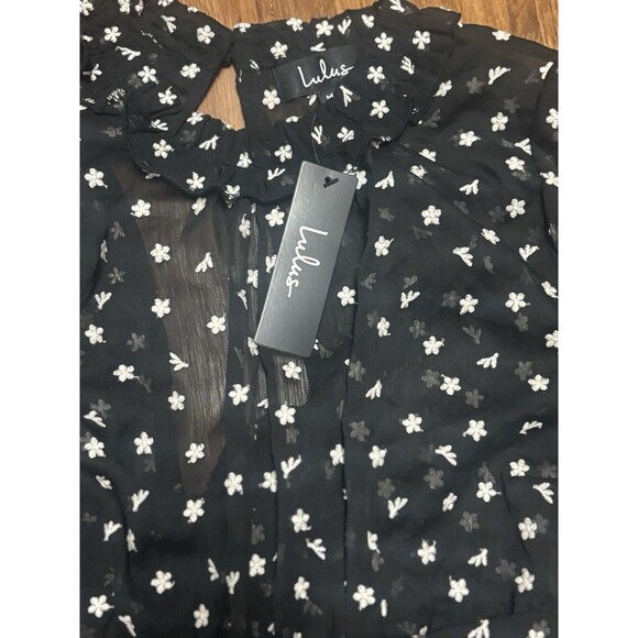 NWT Lulus Embroidered Sheer Long Sleeve Top Womens (M) Romantic Date Blouse $62 - Picture 10 of 13